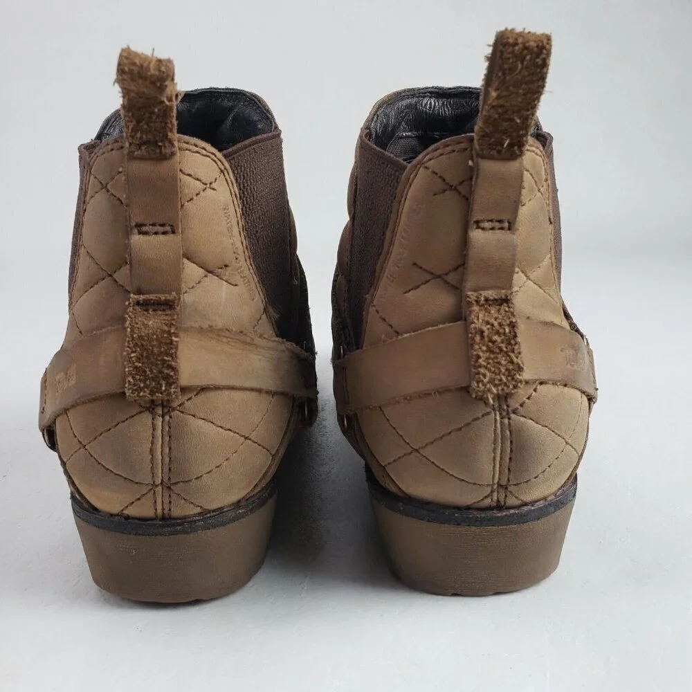 Teva de la Vina Dos Quilted Ankle Boot Womens 7.5 Brown Waterproof Leather